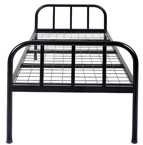 Square Tube 250 Pounds Single Metal Black Bed Frame with sturdy Raised Rectangular