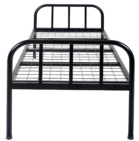 Square Tube 250 Pounds Single Metal Black Bed Frame with sturdy Raised Rectangular