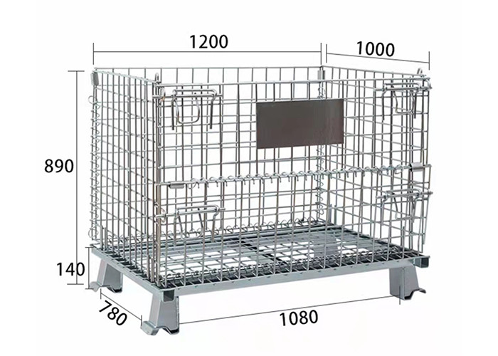 Folding Metal 1200*1000*890 Wire Mesh Security Cage Grid Sorting Basket Iron Turnover Box